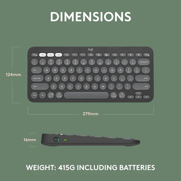 Logitech K380s Pebble Keys 2 Bluetooth Wireless Keyboard in Pakistan — Tonal Graphite, view 8 of 11