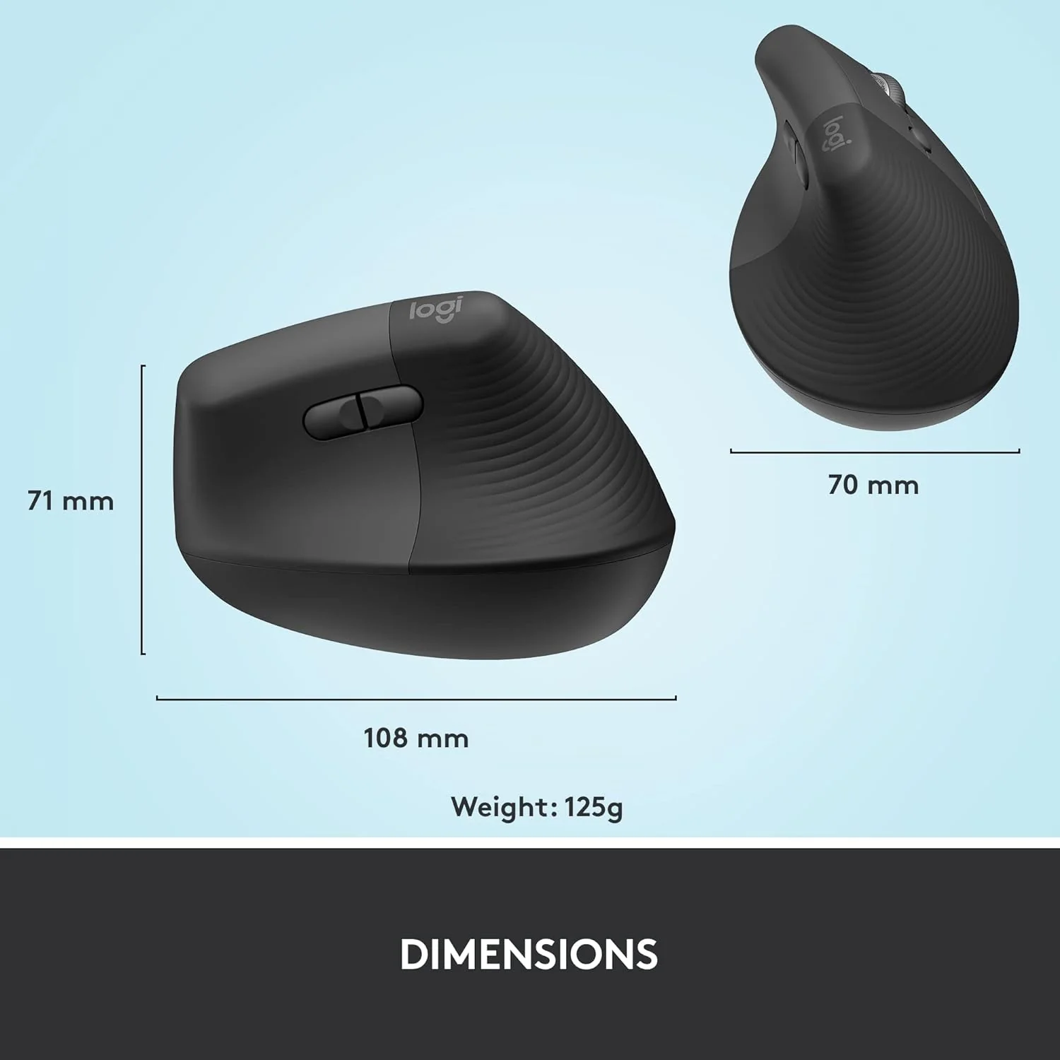 Logitech LIFT Vertical Ergonomic Wireless Mouse in Pakistan — Graphite, view 4 of 10