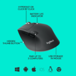 Logitech M720 Triathlon Mutli-Computer Wireless Mouse in Pakistan — Black, view 9 of 9