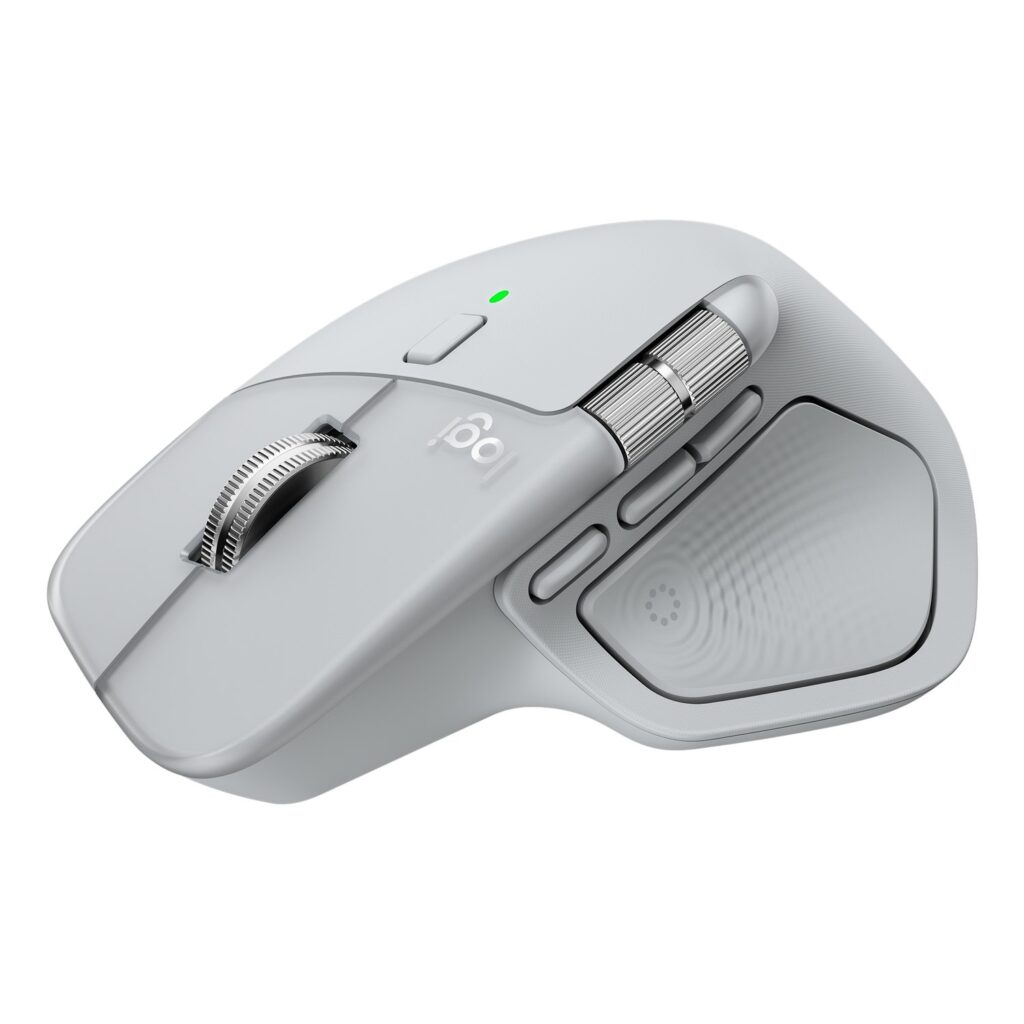 Logitech MX Master 4 Pale Gray front 3/4 angle